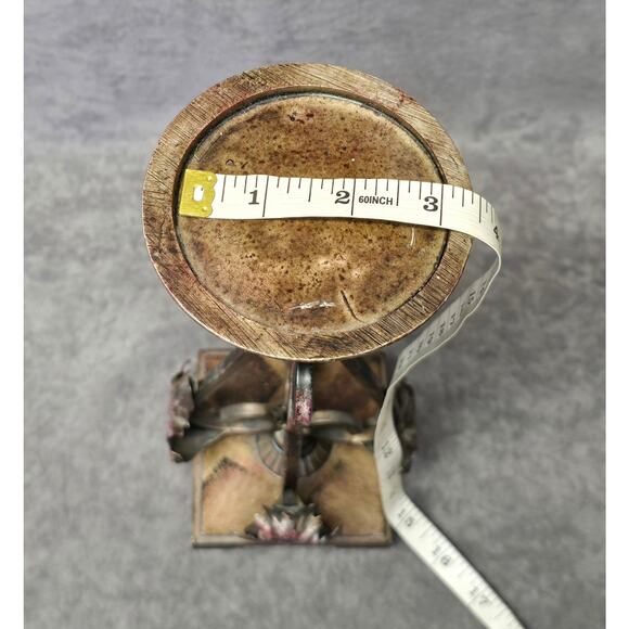 Rustic Metal Leaf Design 12" Candle Holder Display Piece Home Decor - Picture 11 of 11